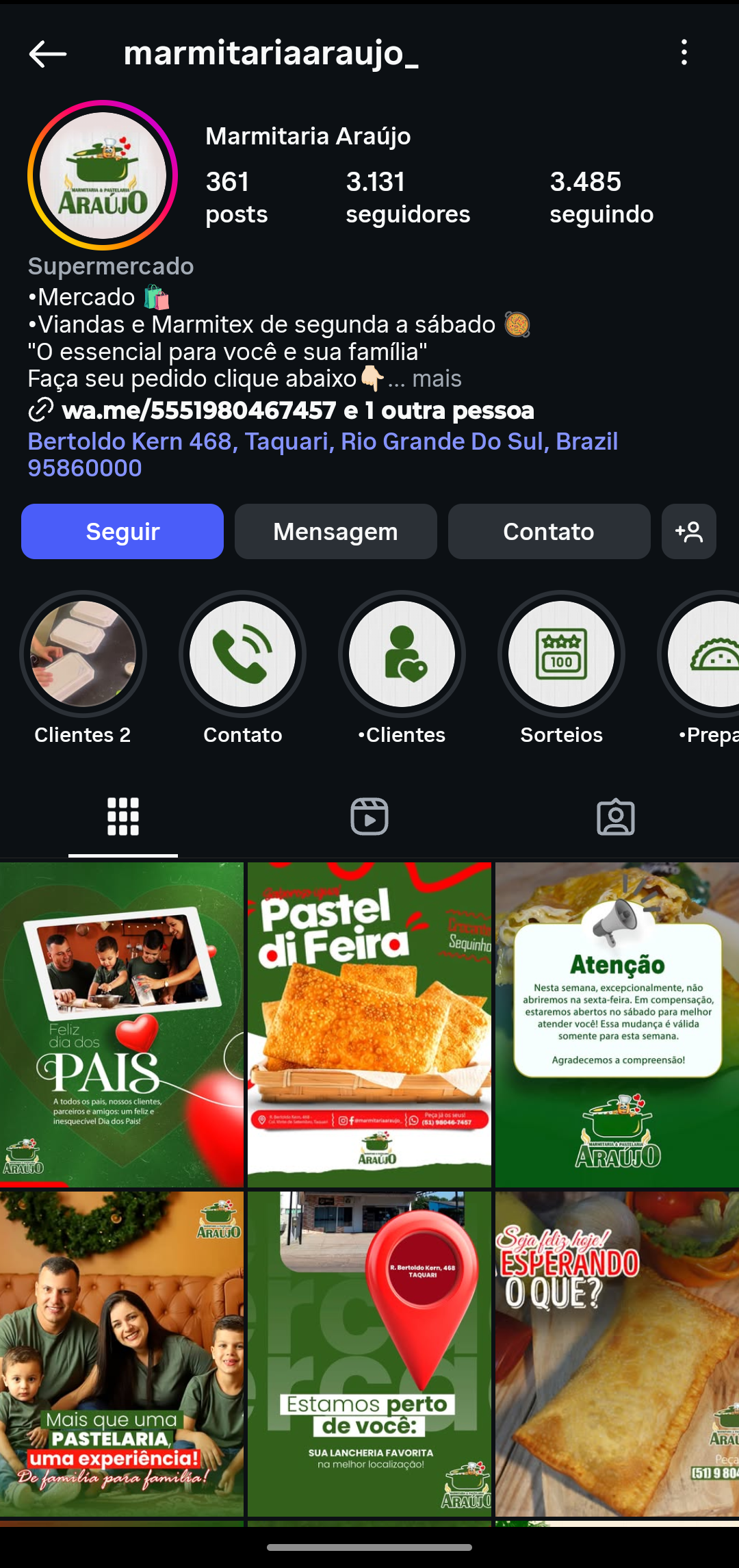 Marmitaria Araújo Social Media